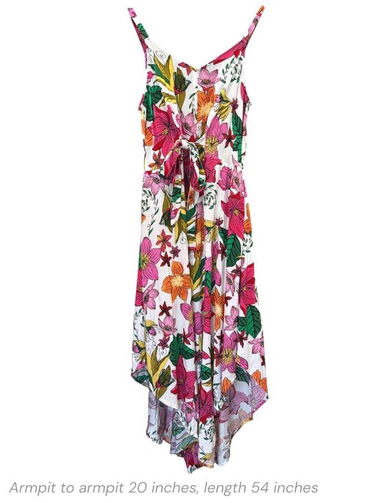 Ivy Street Dresses & Skirts - Floral Asymmetrical Hem Spaghetti Strap Dress By Ivy Street Size L Multicolor